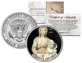 MICHELANGELO *MADONNA AND CHILD* Jesus Statue Sculpture JFK Half Dollar ... - $242.08 MXN