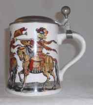 Beautiful 1991 AK Kaiser Porcelain Stein Pewter Lid Horsemen with Trumpets - £51.13 GBP
