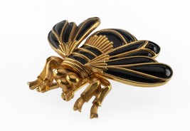 Trifari Vintage Figuratif Costume Émail Noir Bee Broche 1960s - $2,166.55 MXN