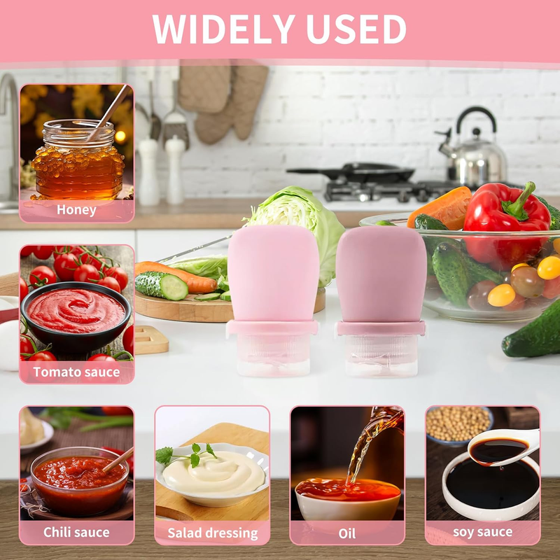 4 Pack 1Oz Silicone Travel Bottles Leak Proof Squeeze Bottles for Toiletries Sha Item image 5