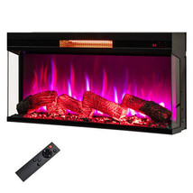 36 Inch 3-Sided 1500W Electric Fireplace with 7-Color Flame-Black - Color: Black - $436.96 CAD