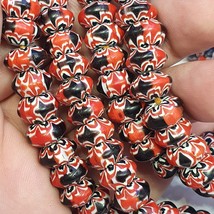 Venetian Inspired Glass Beads 10mm Red Multicolor Chevron Beads Necklace - $777.24 MXN