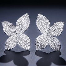 RAKOL Large Flower Earrings for Women INS Trendy Exquisite Sparkling Cubic Zirco - £17.58 GBP