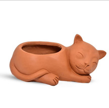 CAT Ceramic CAT PLANTER Classic CAT FLOWERPOT Terra Cotta PLANTER Priced... - $39.00