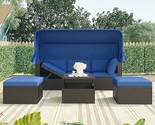 Outdoor Patio Sofa Set,Rectangle Daybed Sunbed with Retractable Canopy,W... - $1,306.99