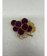 Vintage Poured Gripoix Glass Bunch Grapes Brooch Gold Tone 2.5&quot; - $138.72 CAD