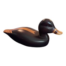 Vtg Carved Wooden Hunting Duck Decoy 14&quot; Long Glass Eye Brown Made in Canada - £27.17 GBP