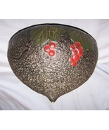 Vintage Black Rough Finish Ceramic Hanging Basket w/Red Grapes &amp; Green L... - $48.02 CAD