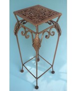 Cast Iron Victorian Art Nouveau Plant Stand Table 18&quot;T 6.5&quot; Square Ornat... - $2,355.94 MXN