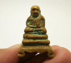 LP Ngern sit on altar blessed 1970s Thai mini metal Buddha amulet statue figurin - £35.10 GBP