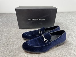 Saks Fifth Avenue Shoes Mens 9 Navy Blue Dunham Slip On Loafers Horse Bi... - $727.47 MXN