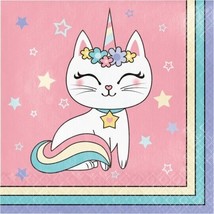Sassy Caticorn Paper Lunch Napkins 16 Pack Paper Cat Party Tableware Supplies - £8.61 GBP
