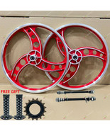 BMX Bicycle 20&quot;ALLOY Sport Rim RED color Wheelset Hub SeT-Freewheel 16T - £87.44 GBP