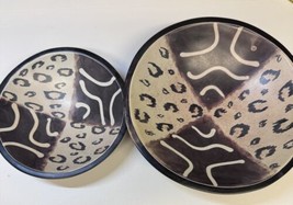 Set of 2 Vintage Swahili African Animal Print Bowls Made in Kenya - $117.61