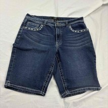 CATO Womens Denim Shorts Blue White Studded Pockets Size 14 - £13.20 GBP