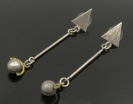 925 Sterling Silver - Vintage Arrow &amp; Bead Ball Dangle Earrings - EG11683 - $68.79