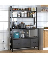 Black Metal Kitchen Baker&#39;s Rack 4-Shelves with Bottom Storage Cabinets - $447.91 CAD