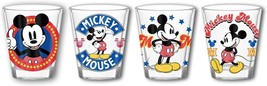 Disney Mickey Mouse Shot Glasses 1.5 OZ Set of 4 NIB Silver Buffalo - £17.32 GBP