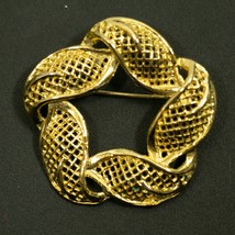 Vintage Chunky Gold Tone Rope Love Knot Brooch Pin VTG Costume Jewelry Statement - £4.69 GBP