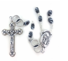 Hematite Beads Marriage Rosary With Crucifix Cross Center Necklace - £40.08 GBP