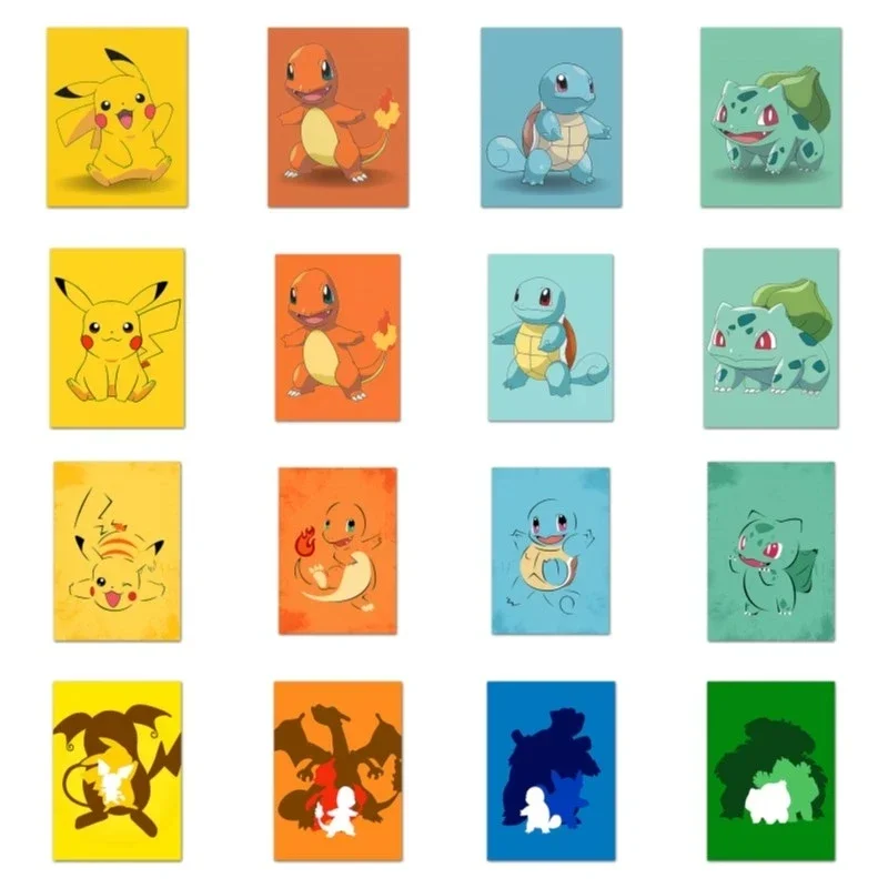 Kawaii Customized Pokemon Evolution Series Poster Pikachu Charmander Bulbasaur - £8.30 GBP+