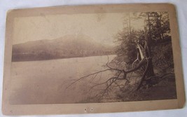 c1900 Antique Connecticut River Mount Holyoke Range Far Shore Cabinet Photo View - £12.44 GBP