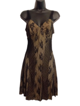 Nikki Mac Tank Slip DRESS size M Black/Nude Sheer Mesh Lace Layered Stre... - $19.75
