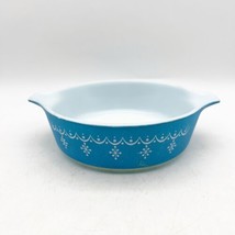 Vtg Pyrex Blue Snowflake Garland Cinderella Casserole 1 Pt Ovenware #471 NO LID - £15.95 GBP