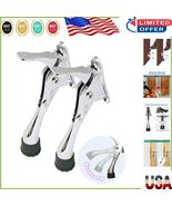 Effortless Foot-Operated Door Stopper - Adjustable Chrome Stoppers Set of 2 - €29,17 EUR