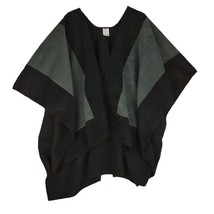 Woolrich Women&#39;s OSFA Reversible Fleece Blanket Wrap Poncho Cape, Black &amp; Gray - £20.00 GBP