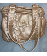 Bueno Bronze Medium Double Strap Handbag Purse Faux Leather Vegan Organizer - £8.68 GBP