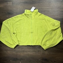 Women Pullover Fleece Full Zip Crop Fleece Pull Over Size Medium (Neon Green)New - £19.99 GBP