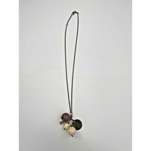 Vintage Long Bauble Necklace Multicolored Beads Rhinestone Metal Clustered - £9.27 GBP