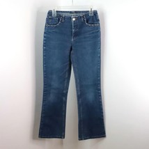 Vintage No Boundaries Women&#39;s Juniors 5 90&#39;s Y2K Studded Bootcut Blue Jeans - £15.80 GBP
