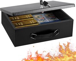 Elegant Fireproof Document Box with Key Lock: Protect Your Valuables Safely - $89.05