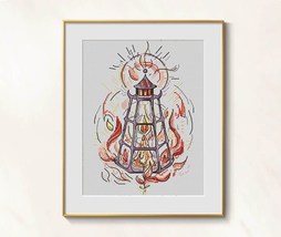 Magic Lamp cross stitch fairy pattern pdf - Lantern cross stitch fairy tale  - £6.31 GBP