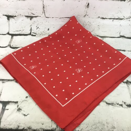 Primary image for Vintage Hallmark Ladies Scarf 26” Square Red Hearts Valentines Day Collectible 
