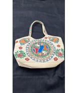 Hand crafted beige pure tussur silk madhubani hand paint hand bag for women - £59.77 GBP
