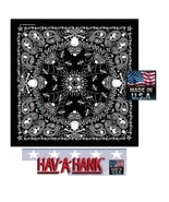 Hav A Hank US MADE Black SKELETON PAISLEY BANDANA Face Mask Neck SCARF H... - $183.71 MXN