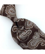 Dolcepunta Italy Tie Brown Silver Paisley Sevenfold Heavy Luxe Silk Woven L1 New - $188.09