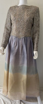 Vintage Mary McFadden Couture Dress Beaded Watercolor Mother Of The Bride Sz 12 - £574.33 GBP