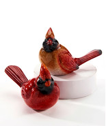 Red Cardinal Bird Figurines Set of 2 Glossy Poly Stone 5.9&quot; Long Male an... - €30,27 EUR