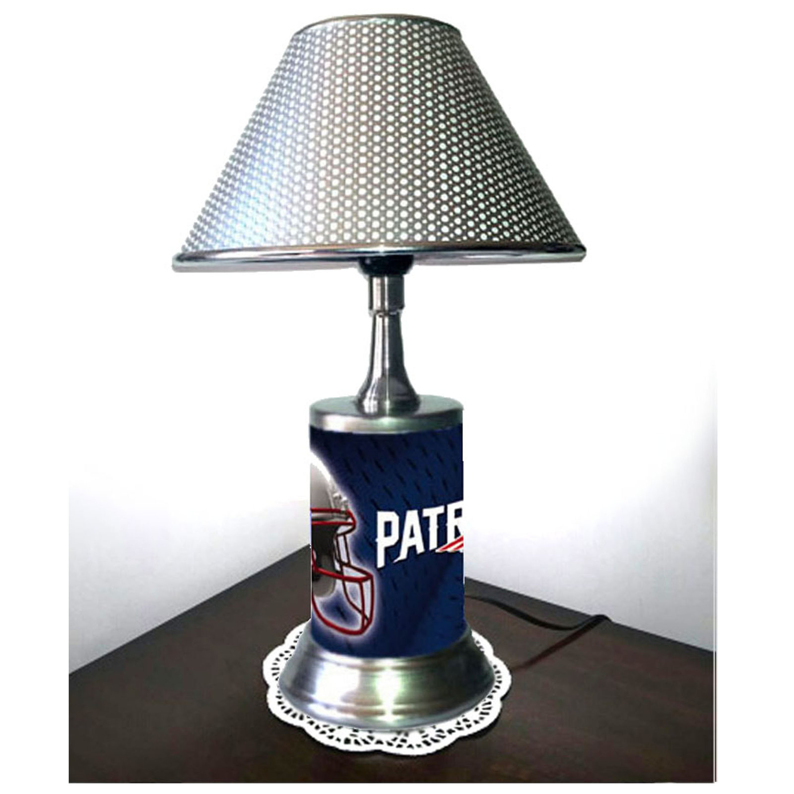 Primary image for New England Patriots desk lamp with chrome finish shade