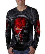 Street wear metal Skull Red Blood Steampunk  Men&#39;s Long Sleeve Tee - £20.77 GBP