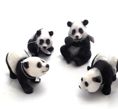 Panda Bear Figurines Sitting Standing Walking Playing Wildlife Zoo Set of 4 - $21.60