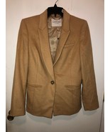Canvas by Lands End Womens SZ 4 Wool Cashmere Blend Blazer Lined Tan Color - $29.77 CAD