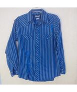 Wrangler Rock Western Pearl Snap Men&#39;s Medium Plaid Embroidered Shirt Blue - $23.48 CAD
