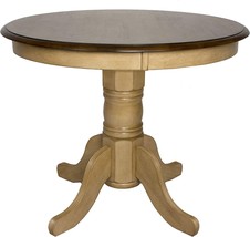 Sunset Trading Brook Round Pedestal Dining Table, Distressed Two Tone Light - £474.01 GBP