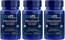 Macuguard Ocular Support With Saffron 3 Bottles 180 Softgels Life Extension - £43.15 GBP