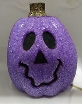 Vintage Halloween Seasons Melted Plastic Popcorn purple Pumpkin Light Up... - £18.50 GBP